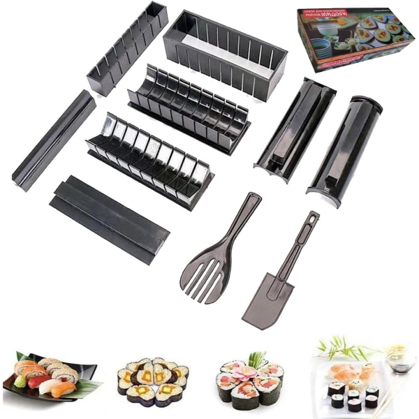 10 osaa Sushi-valmistussetti, Muovi Premium Set Sushi-työkaluseti Sushi-riisin rullamuotteja, DIY Sushi-työkalu aloittelijoille