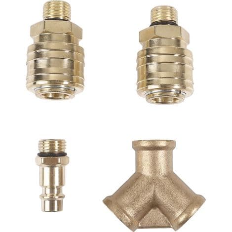 Quick Coupling 1/4-inch Air Hose Distributor — With Threaded Brass Male Connector (NW7.2 Standard), for Quick Y-Connections for Compressed Air