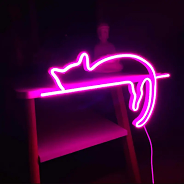 Kat Neon Skyltar för Väggdekor USB-Drivna Neonljus Kat LED-Ljus Borddekoration för Bar, Jul, Bröllop, Födelsedagsfest, Kattälskare