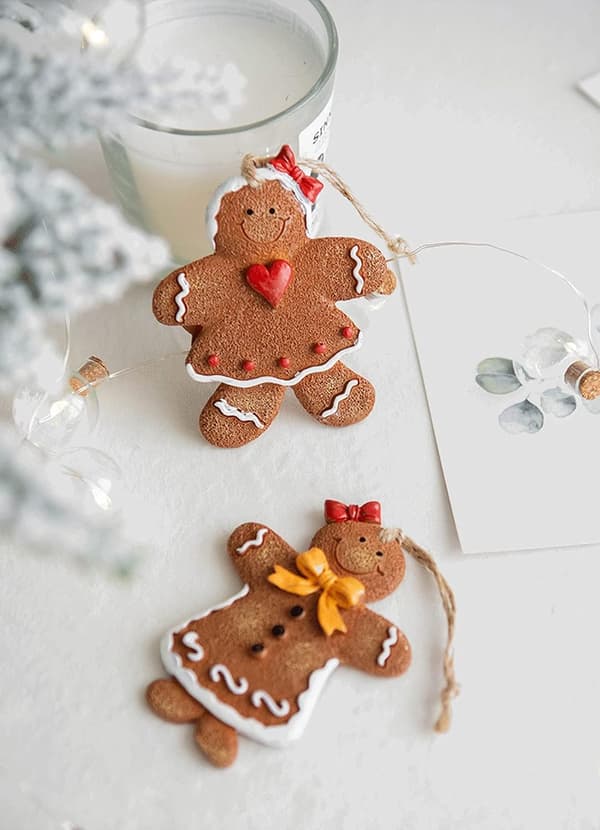 Gingerbread Man Christmas Decorations for Christmas Tree, Christmas Tree Ornaments Set with Hanging String