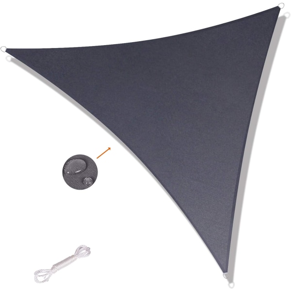 Triangle Shade Sail 3,6x3,6x3,6m vanntett og UV-bestandig, egnet for hageterrassebalkonger, svart