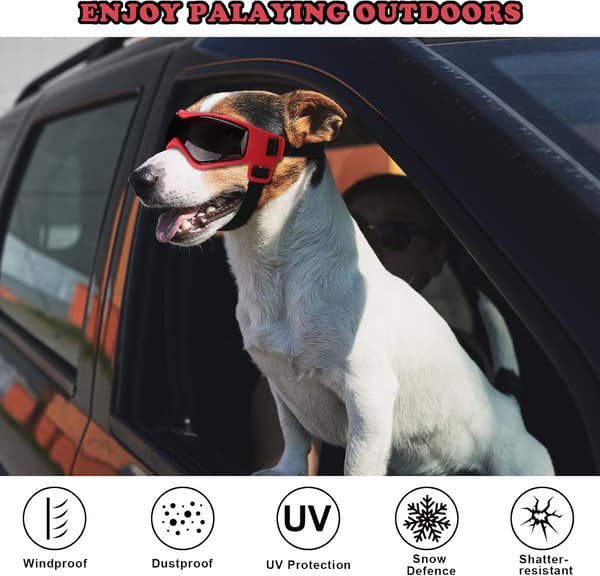 Ownpets Dog Goggles, UV Protection Glasses Snow Protection Windproof Dustproof with Adjustable Strap