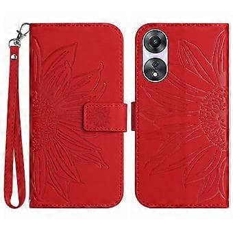 Wallet Case for Oppo A58 4G with Sunflower Pattern, Stand, and Hand Strap Style C Style C