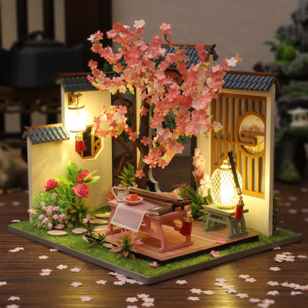 Ny arkitektur: Nyd Sakura Pavilion Building Set Model Kit og gave til børn og voksne, Micro Mini Block （med farvepakkeboks）