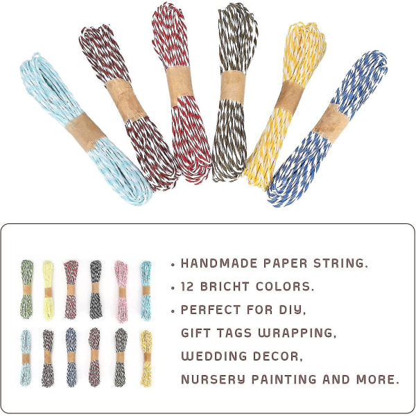 12 Väriä Raffia Koristelankaa - 10m Paperia - Sopii DIY- ja Käsitöihin