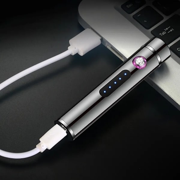 Portabel Mini USB Elektronisk Tändare Vindtålig USB Laddningsbar Tändare Ljus Tändare med LED Ström Indikator
