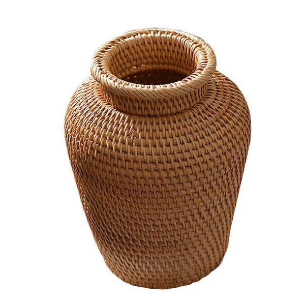 1 stk Rattan Flettet Blomstervase Landlig Stil Blomst Kurv Foto Prop (brun)Brun18X15CM Brown 18X15CM