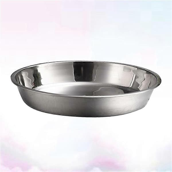 Rund tallrik i rostfritt stål 24 cm för matservering inomhus utomhus camping silver 1-pack[DB]
