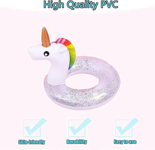 Sommer Oppustelig Badering Pool Float, Oppustelig Pool Float - Søde Glitter Svømmering Rør Strandfest Vandunderholdning