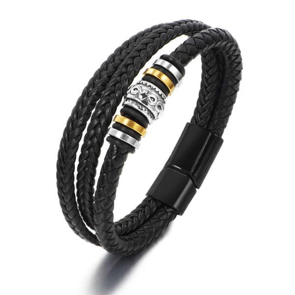 Läderarmband, Present till Män och Kvinnor, Födelsedag Äkta Läder Flätad, Vänbandsarmband, Lyckobandsarmband Mellan Vänner Par, Lyckobringare