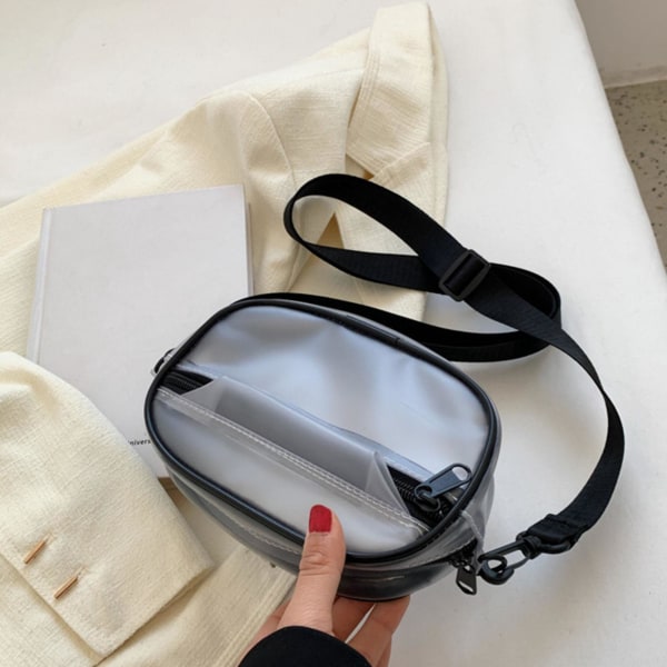 Mode Kvinnor Flickor Casual Pvc Transparent Små telefonväskor Crossbody axelväska Summer Beach PortseBlack