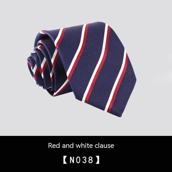 Affärskläder, 8 cm slips, handslips för män, professionell röd och vit klausul N038, ett stycke