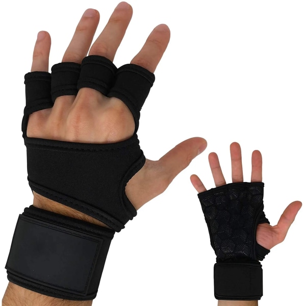 Gym Fitness skridsikre handsker med åben hånddesign - åndbar håndfladebeskyttende håndledsindpakning