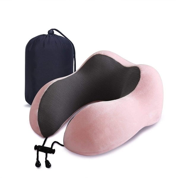 Matkatyyny, paras kaulatyyny Memory Foam -pehmeä tyyny nukkumiseen, lentokoneeseen ja kotikäyttöön (vaaleanpunainen) 1 kpl