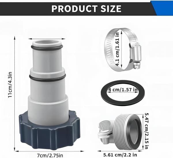 Pool Hose Connector, Pool Hose Adapter 32-38, Pool Pump Connector for Threaded Filtration Pumps and Saltwater Systems (7 pcs)