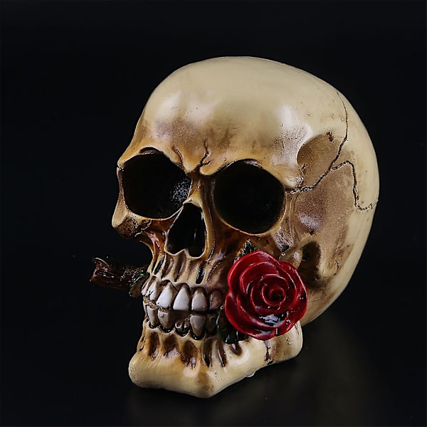 Rose Skull Harpikskranie Skrivebord Stue Halloween Party Spøgelseshus Dekorationer