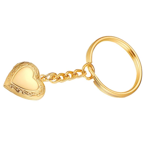 Halsband i rostfritt stål för män Fotobox Nyckelring Hjärtaformad Nyckelbricka Manlig Nyckelring Smycken Charm Smycken Hänge Golden8.3x2.27cm Golden 8.3x2.27cm