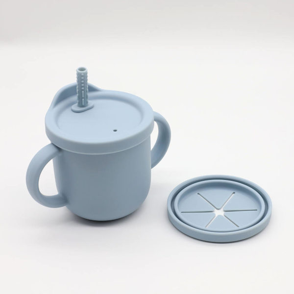 Silicone Sip, 2-i-1 Sippy Cup & Snack Container til småbørn, BPA-fri madkvalitets silikonekop til baby 6 måneder+