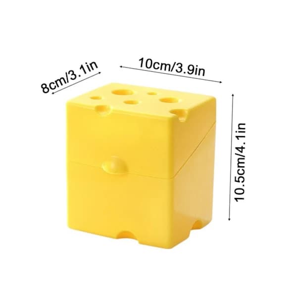Cheese Storage Box with Hinged ABS Lid, Fresh-Keeping Refrigerator Container for Cheese, Butter, Snacks, Yellow, 8 x 10 x 10.5 cm