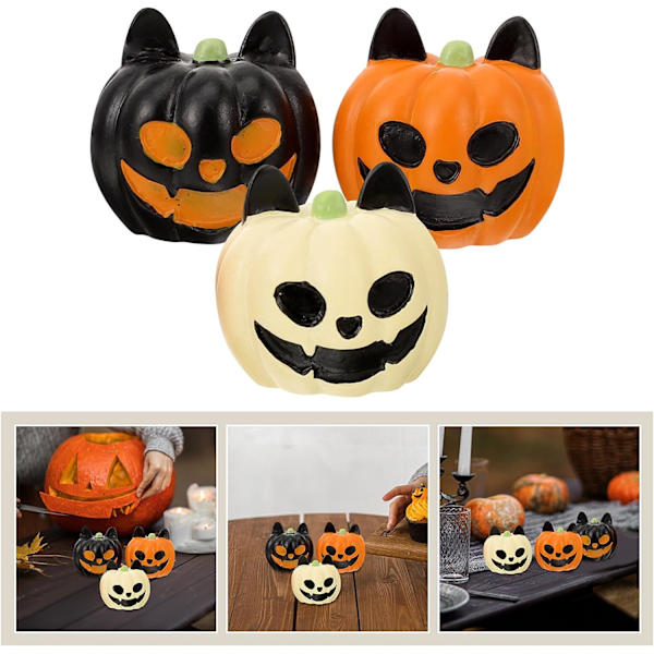 Halloween-koristeet 3 kpl Halloween-miniatyyripumppu-koristeet Hartsi Mini-haamu-pumppu-hahmot Akvaariokoriste
