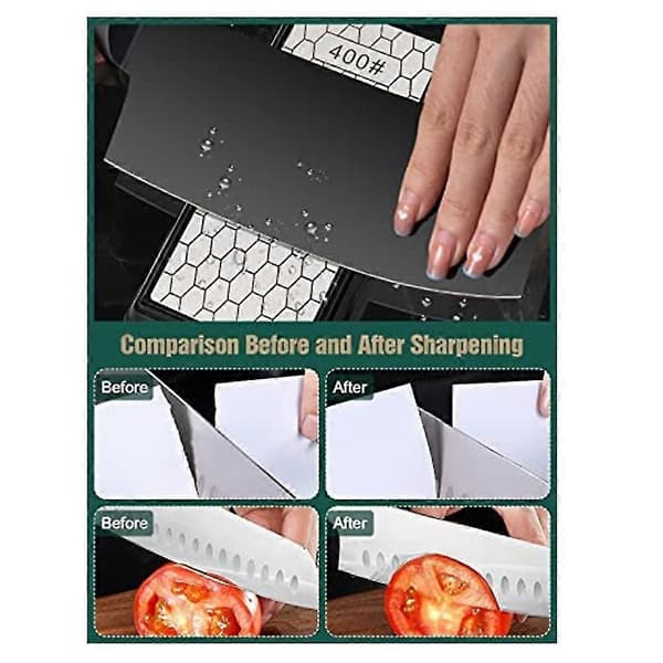 Double-sided Diamond Sharpening Stone, Whetstone with Non-slip Base (400/1000 Grit)