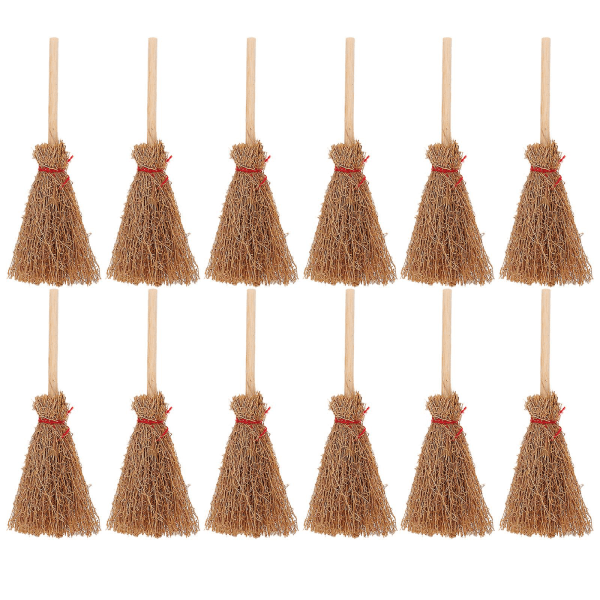 12 Pcs Miniature Toys Witch Broomstick Decor Witch Broom Props Mini Broomsticks Mini Witch BroomsWoo