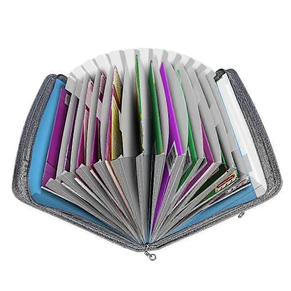 Expanding Document Folder, 13 Pockets Zipper Accordion Folder with Tabs, Expandable Document Wallet Accordion Organizer, Blue