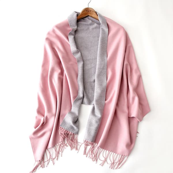 Rosa grå scarf vinter pashmina sjal för kvinnor lång stor thi