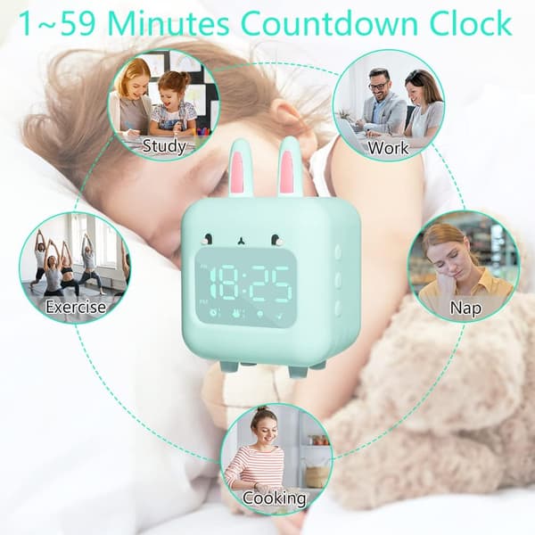 Børneur, Kanin Digitalt Ur med Natlys, Timer &