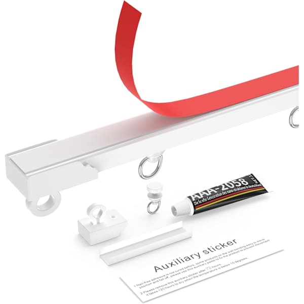No Drilling Required, Self-Adhesive Curtain Track, Ceiling or Wall Mount.