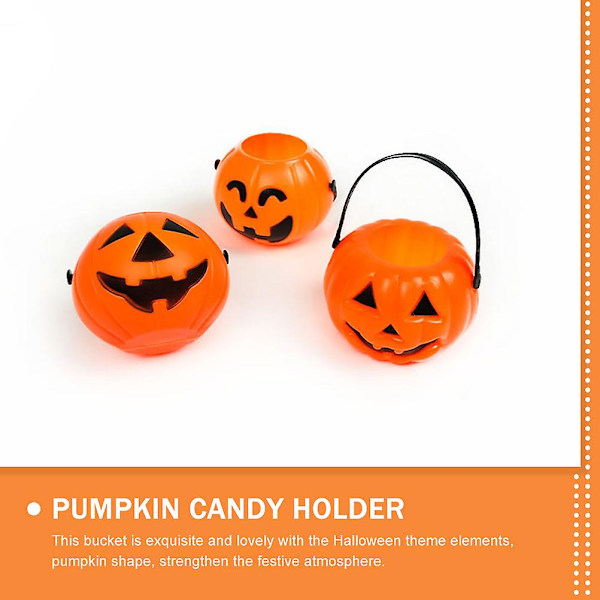 6 kpl Noita-kattila Halloween-koristeita, herkkujen säilytysastia, muoviämpärit, kahvat, halli Orange 6.5X6CM