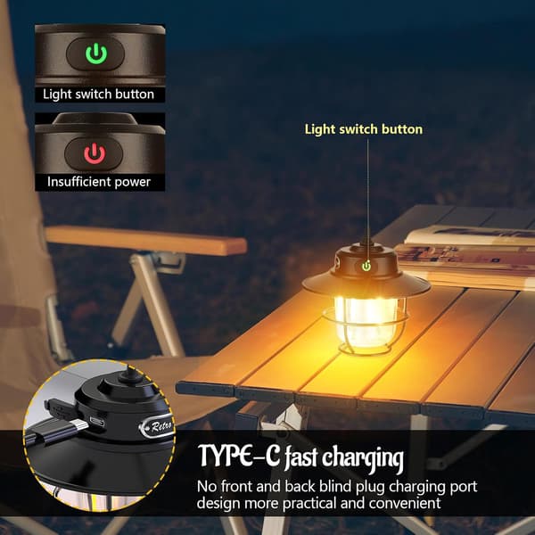 1 Camping Light - Rechargeable Hanging Lamp - Portable Tent Lamp - IP65 Waterproof - 4 Lighting Modes