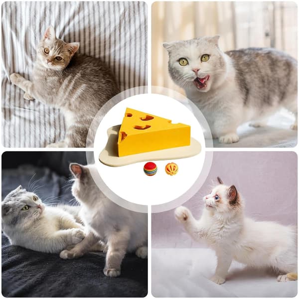 Cat Scratching Post - An interactive pet scratching post with cheese design - a durable pet toy suitable for small, medium, and large cats.