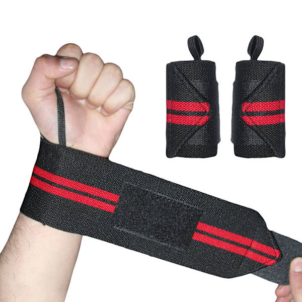 Vægtløftningstræningshåndledsstøtter til håndledsstøtte Bodybuilding Workout Wrap Mænd/Kvinder ( Sort, Mørkerød)