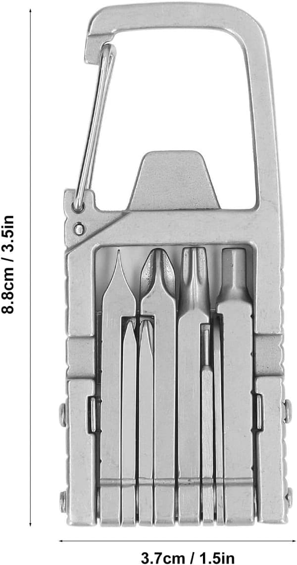 Keychain Multitool 12-in-1 Foldable Multitool Stainless Steel Outdoor Screwdriver Head, Portable Pocket Tool