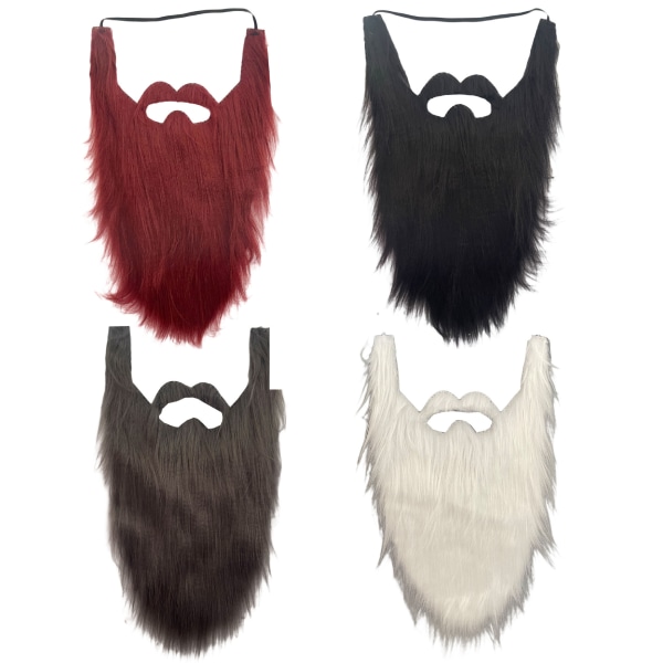 4 stykker falske skjegg falske skjegg Morsomme falske bart falske værhår for kostymefestutstyr (svart, rød, hvit, grå)