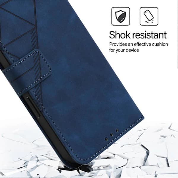 Compatible Leather Case for iPhone 17 with Hand Strap, Wallet Stand, Phone Cover [] Azure Blue