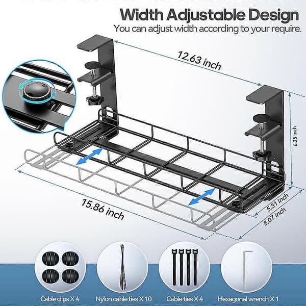 Cable Duct for Desk, Cable Organizer with Clamp