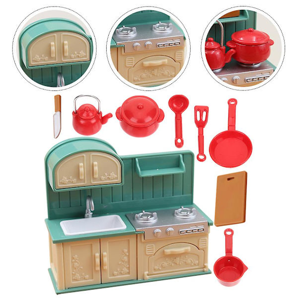 1 Set Miniatyrdockhuskökstillbehör Miniatyrkockredskapsskåp Barn Leklåts T