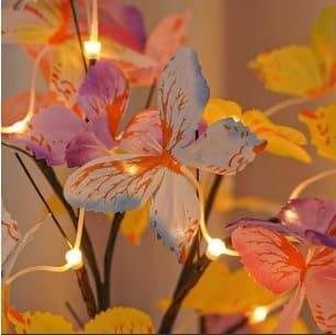LED Butterfly Birch Tree Lights Artificial Tree Lamp Twinkling Illuminated Tree 3 AA or USB Powered for Bedroom Fireplace Table Decoration