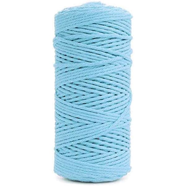 200m Macrame Cord, 3mm Cotton Cord Blue, Cotton Cord Macrame Rope