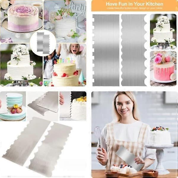 Cake Scraper, Stainless Steel Cake Smoother, Cake Edge Scraper, Double-Sided Cake Spatulas, for Buttercream