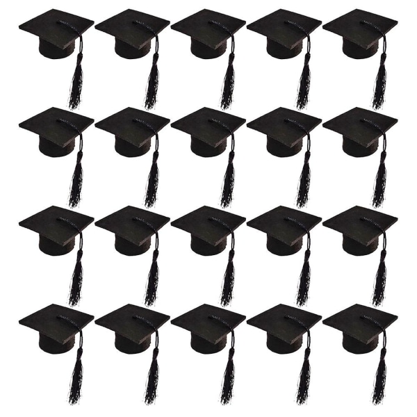 20pcs Mini Graduation Cap Graduation Hat Bottle Toppers Graduation Party Wine Bottle DecorBlack5.5X5