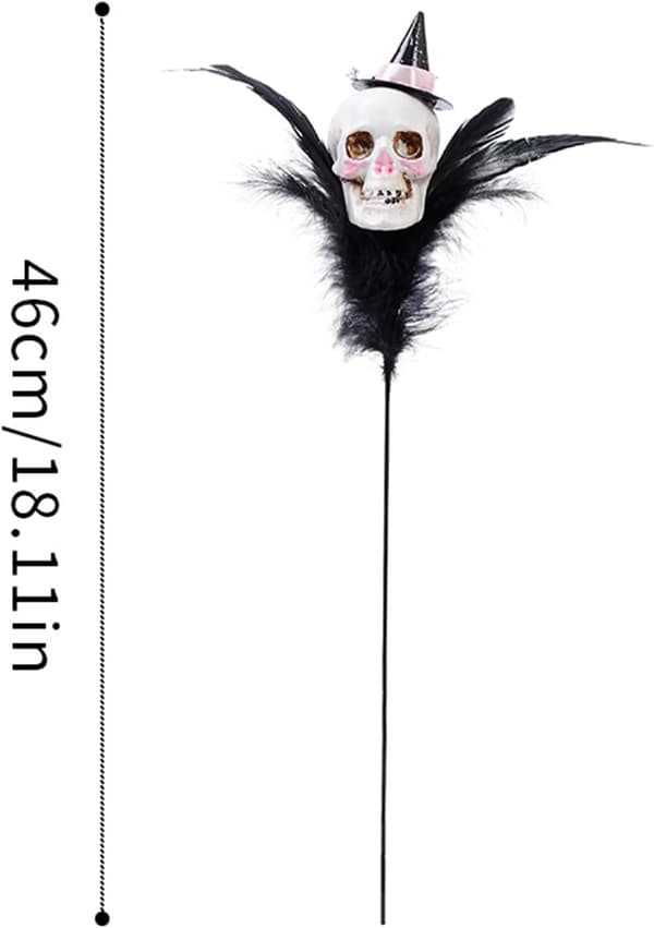 Halloween Decorations 2-Pack, White Feather Pumpkin Skeleton Flower Stems for Table Decorations and Party Arrangements