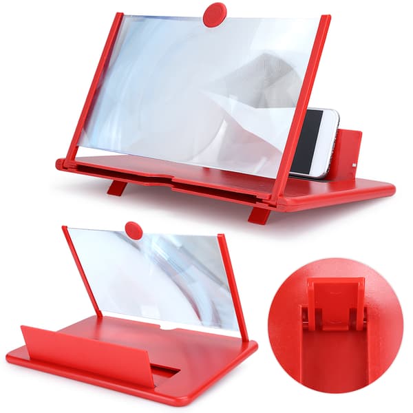 Mobile Phone Screen Magnifier 3D 12 inch High Definition Magnifying Stand Red