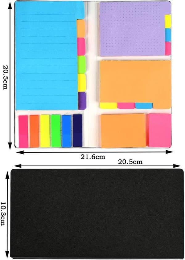Post-it-noter i 6 størrelser og 7 farver, selvklæbende markører til kontoret