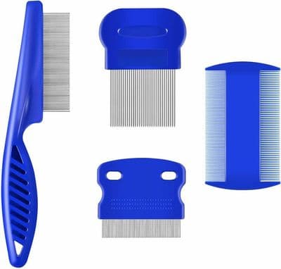 4-pack Flea and Lice Combs, Stainless Steel Dog and Cat Grooming Combs with Rounded Teeth