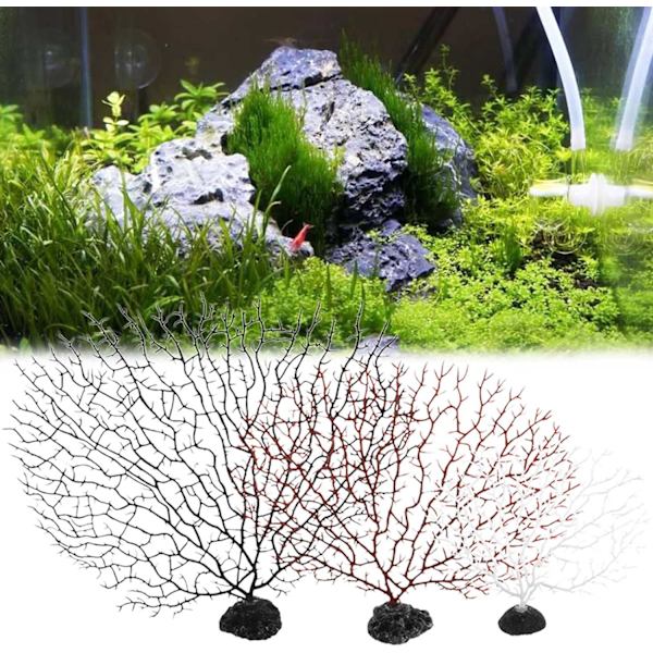 2 stk Akvarium Simulering Undervannsplanter Dekorative Gjenbrukbare Praktiske Kunstige Påfugltre for Fiskedam Dekor Svart S