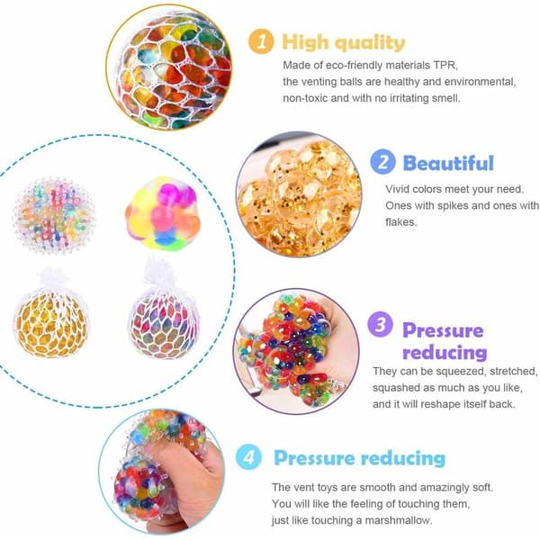 Anti-stress Bolde Drue 6 cm Squishy Mesh Bold Klemmebold Multi