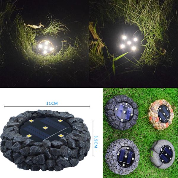 2 st Solbelysning Stenlampor 5LED Harts Begravda Lampor Utomhus Trädgård Begravda Gräsmattor Lampor Simuleringssten Lampor (Reef
